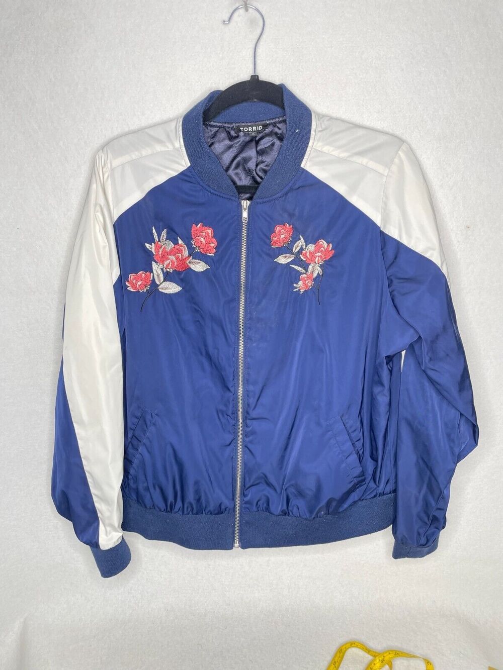Torrid Floral Bomber Jacket Windbreaker 1x Plus Size Full Zip Pockets 14/16 Y2K